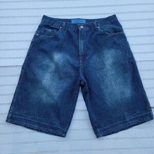 Brooklyn 70 Mens Baggy Denim Wash Blue Jean Shorts SZ 36 w/Embroidery 36x12